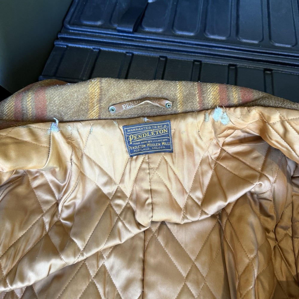 Pendleton BarnCar Coat‎ Wool Jacket Quilted Lining, Brn Plaid Vtg Grandpacore LG - Picture 13 of 15